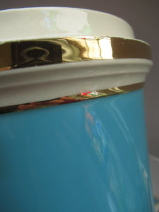 1960s Portmeirion Blue Apothecary Pot. Dolphins Flour