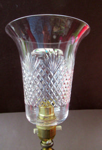 1920s Antique Vintage Desk or Brass Table Lamp with Clear Glass Shade
