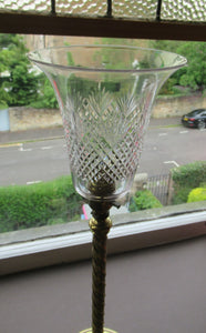1920s Antique Vintage Desk or Brass Table Lamp with Clear Glass Shade