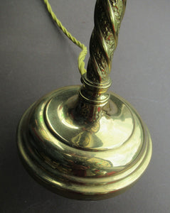 1920s Antique Vintage Desk or Brass Table Lamp with Clear Glass Shade