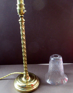 1920s Antique Vintage Desk or Brass Table Lamp with Clear Glass Shade