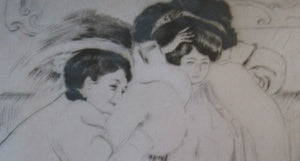 Louis Legrand (1863 - 1951). French Belle Epoque Etching: Soireux (Evening Entertainment).  Pencil Signed