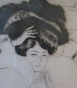 Louis Legrand (1863 - 1951). French Belle Epoque Etching: Soireux (Evening Entertainment).  Pencil Signed