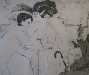Louis Legrand (1863 - 1951). French Belle Epoque Etching: Soireux (Evening Entertainment).  Pencil Signed