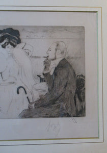 Louis Legrand (1863 - 1951). French Belle Epoque Etching: Soireux (Evening Entertainment).  Pencil Signed