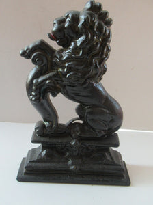 Antique Victorian Cast Iron Lion Rampant Door Stop