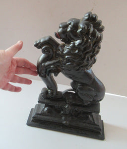 Antique Victorian Cast Iron Lion Rampant Door Stop