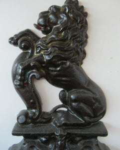 Antique Victorian Cast Iron Lion Rampant Door Stop