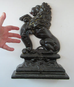 Antique Victorian Cast Iron Lion Rampant Door Stop