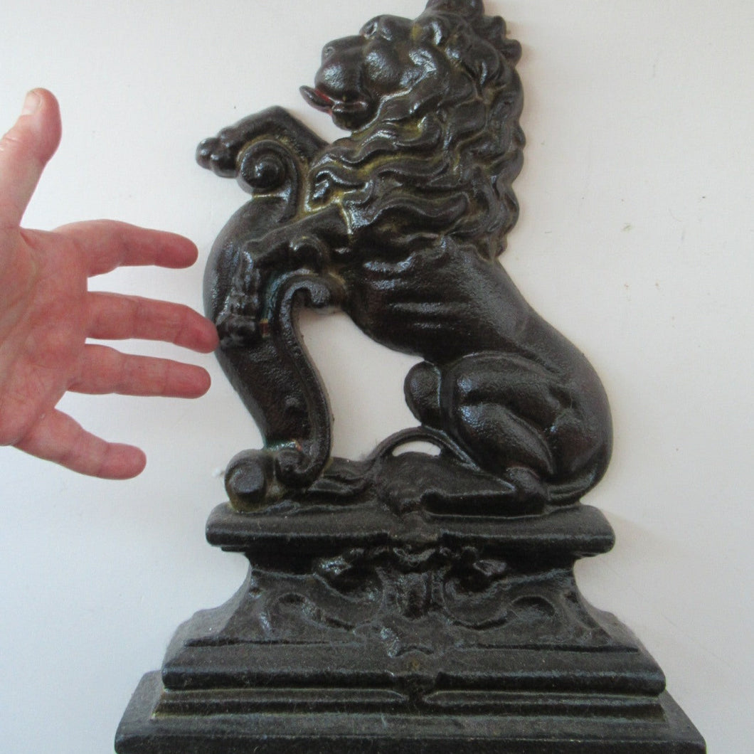 Antique Victorian Cast Iron Lion Rampant Door Stop