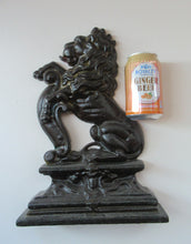 Load image into Gallery viewer, Antique Victorian Cast Iron Lion Rampant Door Stop
