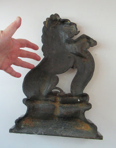 Antique Victorian Cast Iron Lion Rampant Door Stop