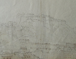 Early 19th Century Panorama of Edinburgh from Calton Hill Pen and Ink Drawing