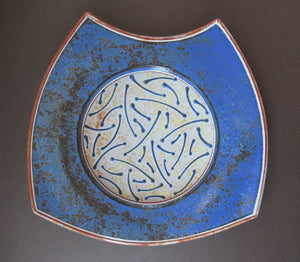 1980s Studio Pottery Wall Hanging Shallow Dish by Morgen Hall