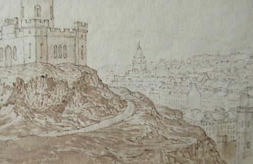Early 19th Century Panorama of Edinburgh from Calton Hill Pen and Ink Drawing