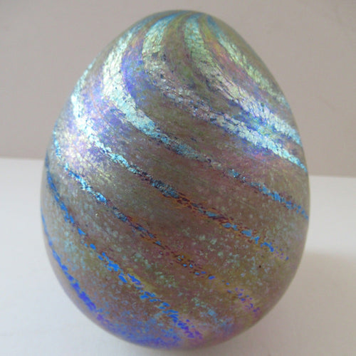 Norman Stuart Clarke Studio Glass Egg Shape Paperweight Vintage