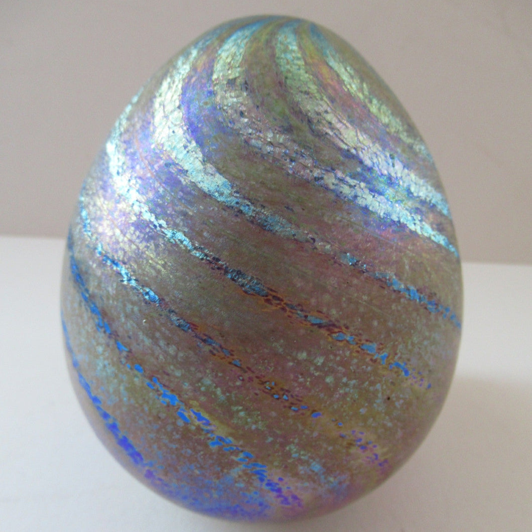 Norman Stuart Clarke Studio Glass Egg Shape Paperweight Vintage