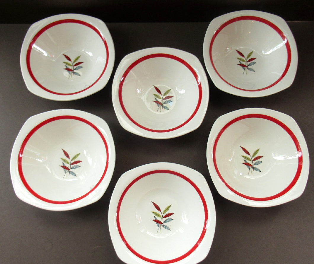1950s MIDWINTER Set of SIX Pudding Bowls. Collectable HAWAII PATTERN