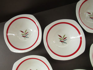 1950s MIDWINTER Set of SIX Shallow Dessert Bowls. Collectable HAWAII PATTERN