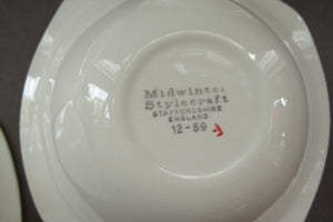 1950s MIDWINTER Set of SIX Shallow Dessert Bowls. Collectable HAWAII PATTERN