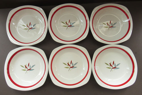 1950s MIDWINTER Set of SIX Shallow Dessert Bowls. Collectable HAWAII PATTERN