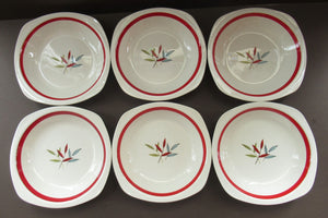 1950s MIDWINTER Set of SIX Shallow Dessert Bowls. Collectable HAWAII PATTERN