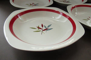 1950s MIDWINTER Set of SIX Shallow Dessert Bowls. Collectable HAWAII PATTERN