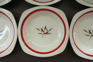 1950s MIDWINTER Set of SIX Shallow Dessert Bowls. Collectable HAWAII PATTERN