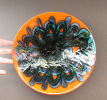 Load image into Gallery viewer, 1970s Poole DELPHIS Fruit Bowl. Abstract Designs in Orange &amp; Dark Blue Shades
