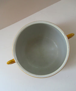 Vintage French Yellow Enamel Bean Pot by Cousances
