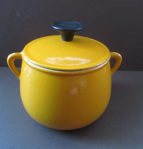 Vintage French Yellow Enamel Bean Pot by Cousances