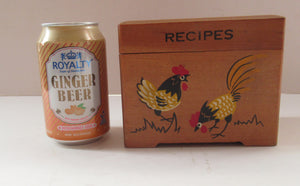1950s Wooden Card Box for Recipes Rooster Design
