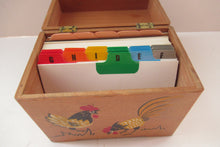Load image into Gallery viewer, 1950s Wooden Card Box for Recipes Rooster Design
