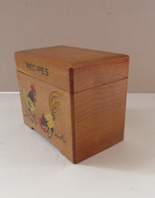 Load image into Gallery viewer, 1950s Wooden Card Box for Recipes Rooster Design
