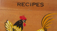 Load image into Gallery viewer, 1950s Wooden Card Box for Recipes Rooster Design
