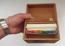 Load image into Gallery viewer, 1950s Wooden Card Box for Recipes Rooster Design
