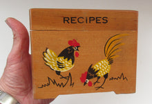Load image into Gallery viewer, 1950s Wooden Card Box for Recipes Rooster Design
