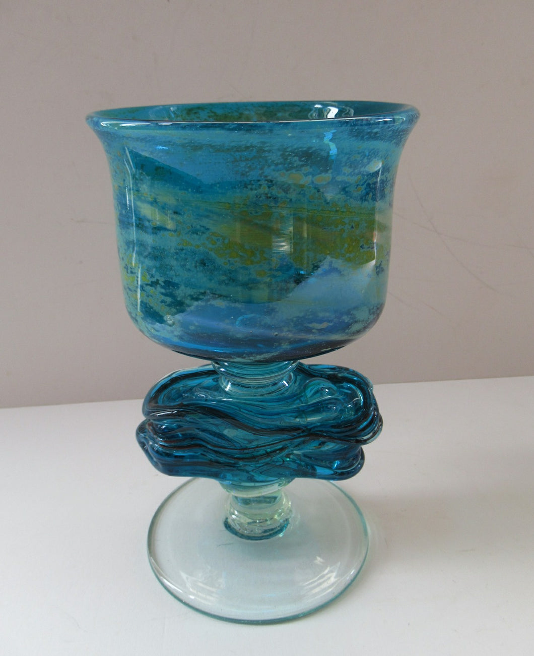 Vintage Mdina Goblet or Chalice with Gathered Inclusion on the Stem