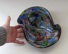 Load image into Gallery viewer, LARGE 1950s Murano Glass Bowl Italian AVEM Latticino Canes
