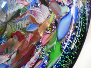 LARGE 1950s Murano Glass Bowl Italian AVEM Latticino Canes
