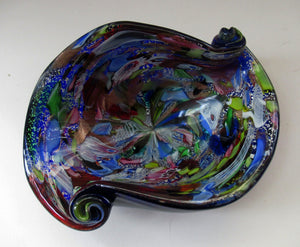 LARGE 1950s Murano Glass Bowl Italian AVEM Latticino Canes