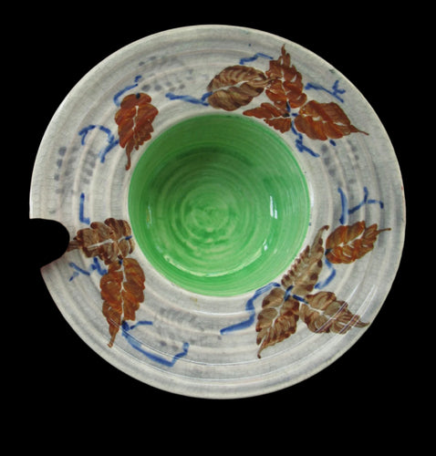 1930s Richard Amour Posy Dish with Painted Autumn Leaves