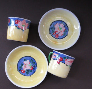 1930s Richard Amour Bough Pottery Pair of Cups and Saucers