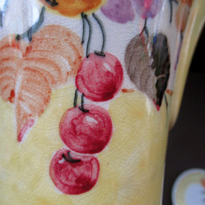 1920s Complete Mak Merry Makmerry Coffee Set. Yellow Ground with Fruit and Berries Pattern