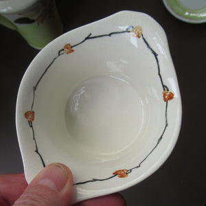 1920s Complete Mak Merry Makmerry Coffee Set. Yellow Ground with Fruit and Berries Pattern