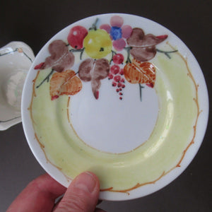 1920s Complete Mak Merry Makmerry Coffee Set. Yellow Ground with Fruit and Berries Pattern