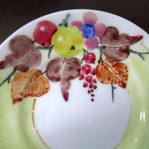 1920s Complete Mak Merry Makmerry Coffee Set. Yellow Ground with Fruit and Berries Pattern
