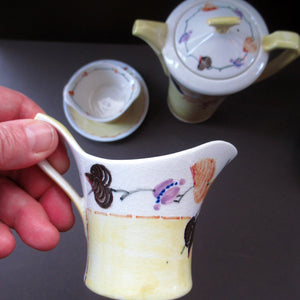 1920s Complete Mak Merry Makmerry Coffee Set. Yellow Ground with Fruit and Berries Pattern
