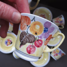 Load image into Gallery viewer, 1920s Complete Mak Merry Makmerry Coffee Set. Yellow Ground with Fruit and Berries Pattern
