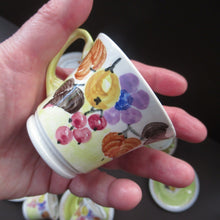 Load image into Gallery viewer, 1920s Complete Mak Merry Makmerry Coffee Set. Yellow Ground with Fruit and Berries Pattern
